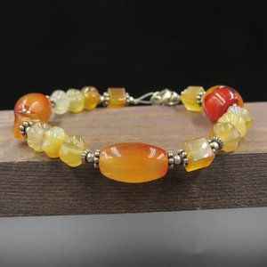 8" Sterling Yellow & Orange Quartz Stone Bracelet